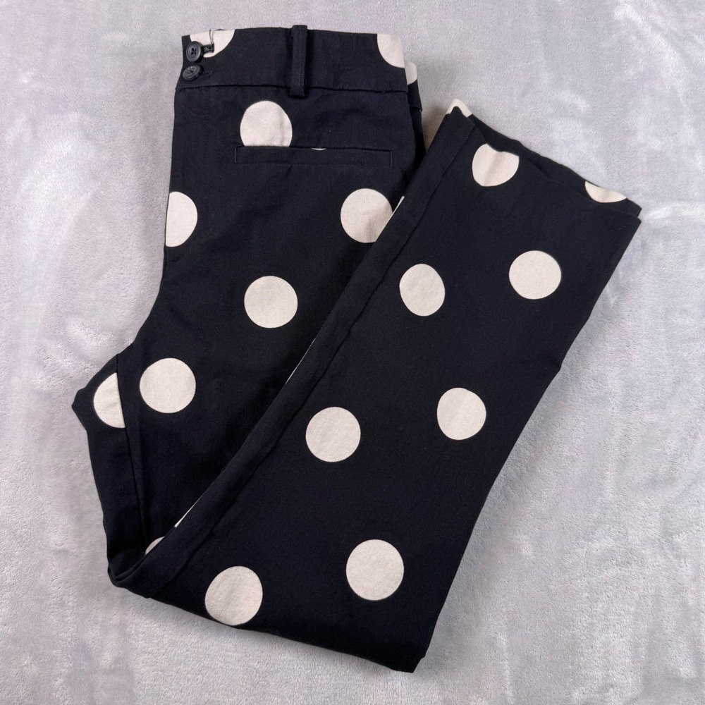 Anthropologie Essential Collection Polka Dot Trouser Black White Size 4 Straight